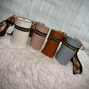 Woven Bucket Bag Charm with Scarf Accent‎